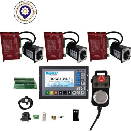 CNC Kit DDCSV3.1 CNC Offline Controller（3/4 Axis Optional）+3*2.2NM Closed-Loop stepper motor Kits+1*4-Axis Electronic Handwheel