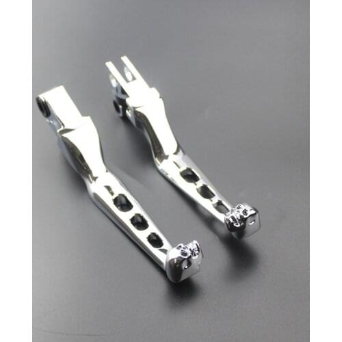 Pair Chrome Motorcycle Skull Brake Clutch Levers Handle Lever For Harley Dyna Sportster XL 883 Softail FXSTB Night Train