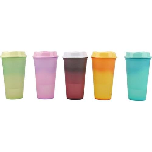 Plastic Temperature Change Color Cups Colorful Cold Water Color Changing Coffee Cup Mug Water Bottles PP food grade material
