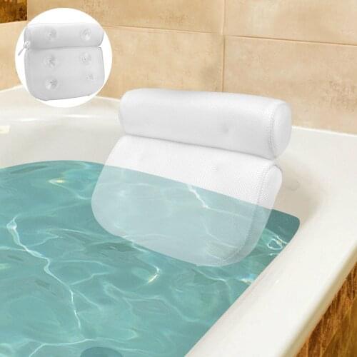 Spa Bath Pillow 3D Mesh Bathtub Head Rest Pillow Breathable With Suction Cups for Neck and Back Support Non-Slip Bathroom Supply