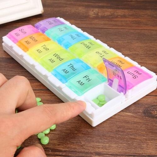 PP Pills Box Weekly Rainbow Pill Case Portable Medicine Tablet Organizer for Drug dampproof