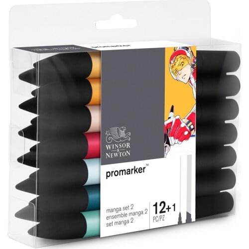 WINSOR&NEWTON 6/12 colors Double Tips (1mm/6mm) Professional Marker Pen Drawing Design art supplies