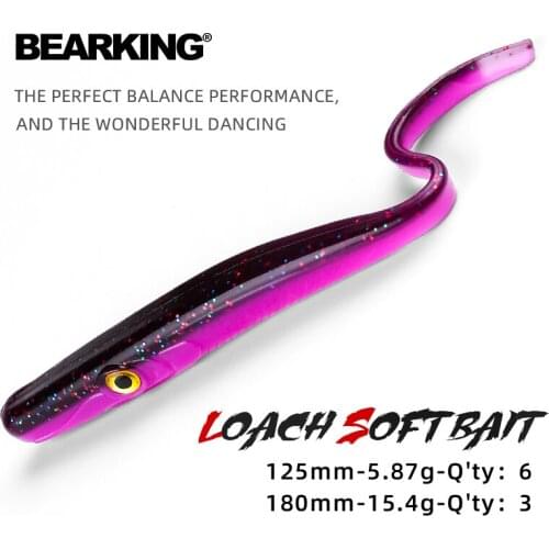 BEARKING Fishing Tackle 125mm 180mm Crazy Slug Soft Fishing Lure Seabass Artificial Bait Silicone Worm Shad Eel Needfish