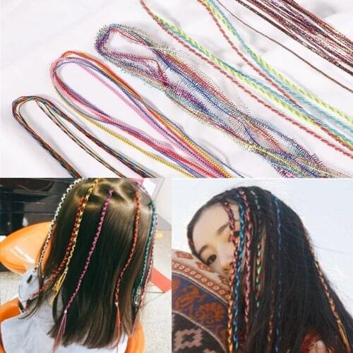 Random Mix Color 90CM Hair Styling Silk Cord Hair Knitting Braided Rope Headband For DIY Jewelry Hair Stick Accessories