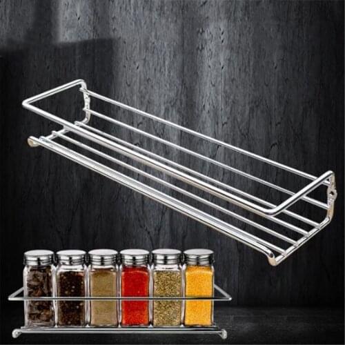 Spice Rack Silver Kitchen Accessories Wall Mounted Salt Sugar Jar Storages Shelf