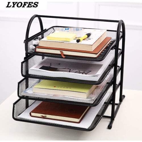 Desk Organizer Office Files Filling Cabinet Paper Tray Magazine Holder Document Book Brochure Rack Shelf Carrier Metal Storage