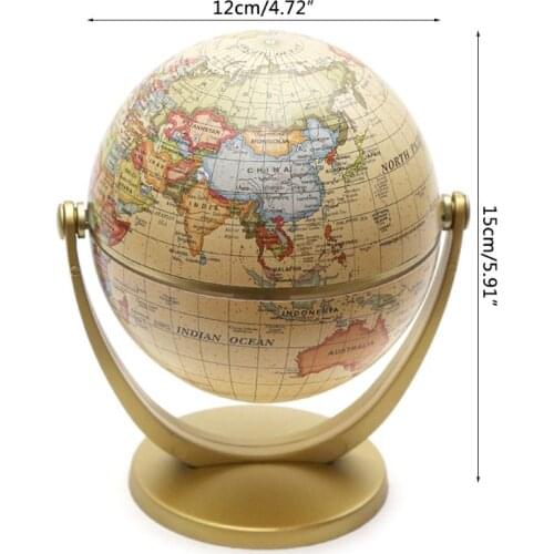 Vintage English Edition Globe World Map Decoration Earth Globes with Base Geography Classroom Home Office Decoration
