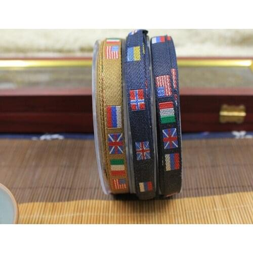 Flag 10mmx10yard National wind embroidery Polyester woven jacquard Ribbon ethnic lace collar clothing accessories