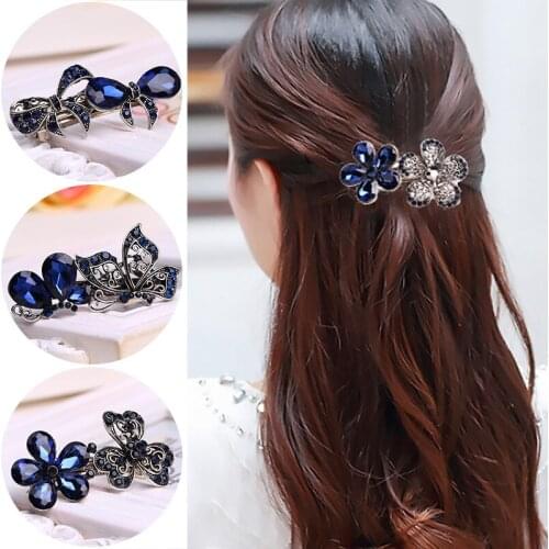 Fashion Crystal Hair Clip Vintage Hairpin Flowers Barrettes Butterfly Hairgrip Women Headwear Elegant Headdress Hair Accessories