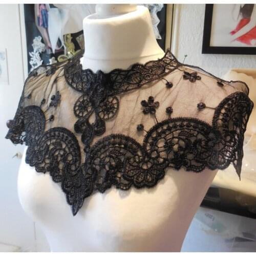1pc White Black Dress Applique Lace Fabric 45.5x23cm Blouse Costume Decor Accessories DIY Neckline Collar Sewing Trims