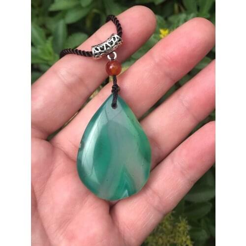 100% natural agate green jade pendant necklace agate pendants with texture necklace women jadeite jade jewelry