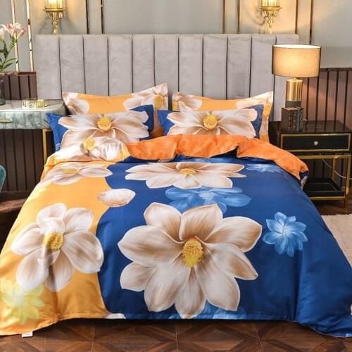 100% skin-friendly sanding thick four-piece high-quality bedding pastoral style wedding quilt cover three-piece set