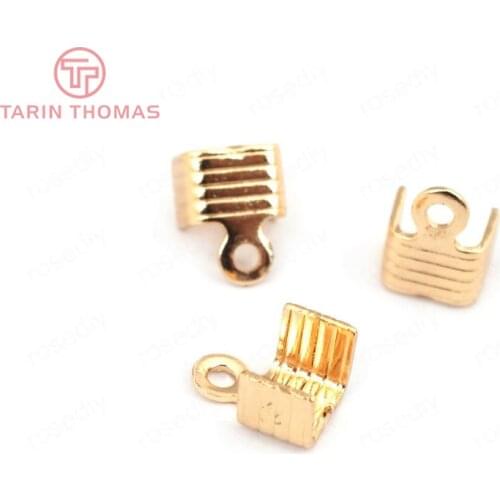 20PCS 8x5MM 24K Champagne Gold Color Plated Brass End Clasps End Crimps High Quality Diy Jewelry Accessories