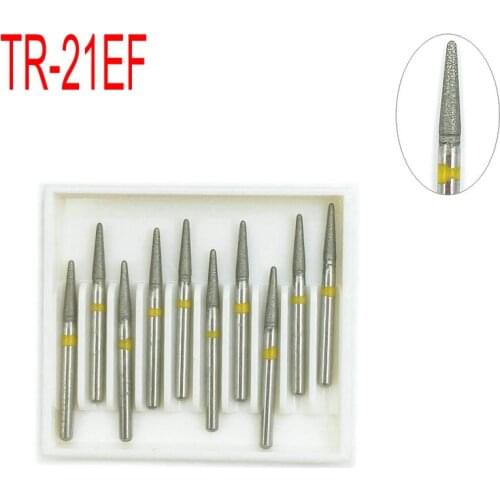 10pcs Dental Diamond Burs Drill Dental Burs Dia-burs for High Speed Handpiecess Dentist Tool FG 1.6mm TR-21EF