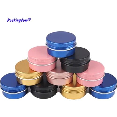50pcs Empty Cosmetic Container Aluminum Packaging Lip Balm Jar Box Storage Containers Ointment Tin Hand Cream Pots Screw Cap 30g