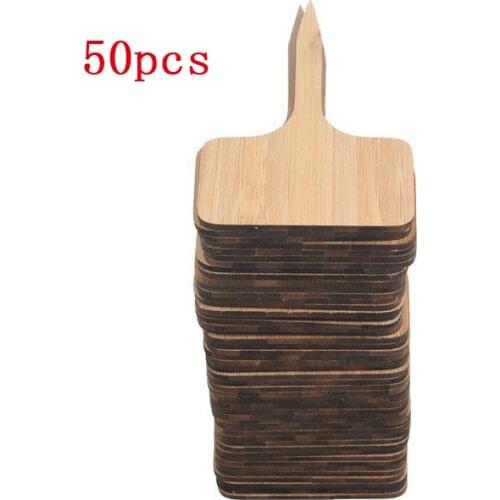 50Pcs T-Type Bamboo Plant Labels Eco-Friendly Wooden Plant Sign Tags Garden Markers for Seed Potted Herbs Flowers Tools 10cmx6cm