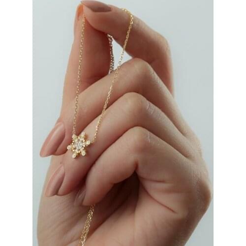 925 sterling Silver Minimal Snowflake Necklace