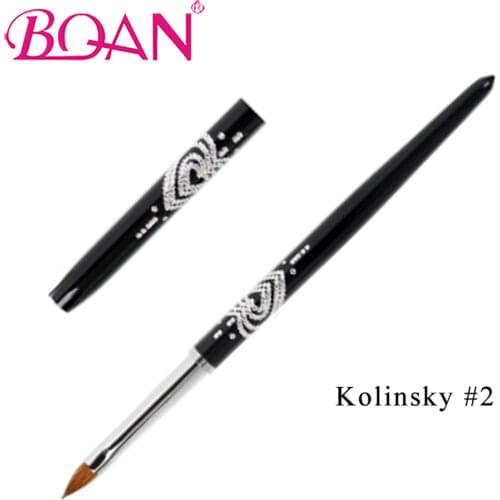 BQAN #2 10 Pcs/Lot Pure Kolinsky Sable Hair Nail Art Brushes Pen Manicure Art Tool Mini Metal Handle