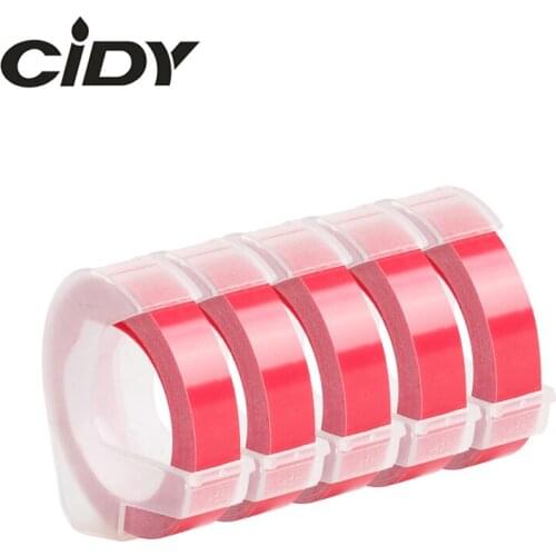 CIDY 5 roll Pink Color Compatible DYMO 3D Plastic Embossing Xpress Labels 9mm*3m for DYMO 1610/1575 Embossing Label Maker