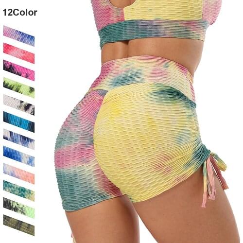 Coloful Booty Push Up High Waist Yoga Shorts Women Fitness Clothing LULU Running GYM Shorts For Ladies Sport Spandex Leggings