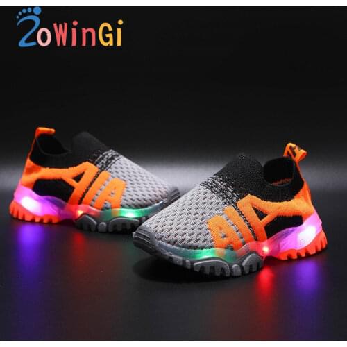 Size 21-30 Girls Sport Shoes with Light Children Casual Shoes Breathable Toddler Sneakers Kids Glowing Sneakers Light Up Shoes