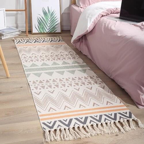 Home Living Room Carpet Area Rug Cotton and Linen Prayer Rugs Bedroom Bedside National Style Floor Mat Door Mat Entrance