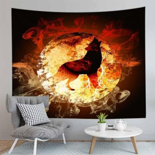 Wolf Tapestry Black Hanging Wall Cloth Home Dorm Room Art Background Decor Blanket