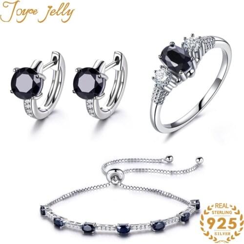 JoyceJelly Women 925 Sterling Silver Jewelry Set Fashion Style Earrings Ring Bracelet for Wedding Party Banquet Gifts Wholesale