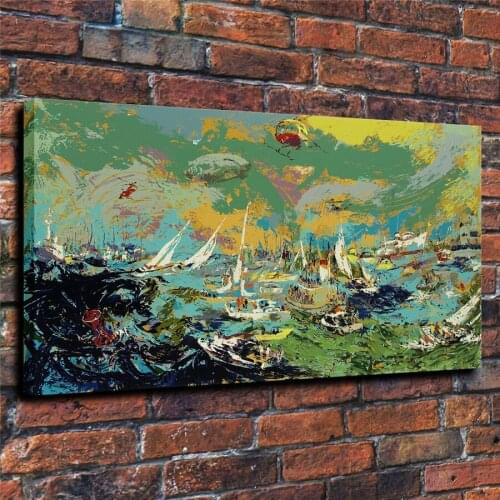 LeRoy Neiman HD Print Modern Abstract Americas Cup Oil Painting on Canvas Poster Wall Art Picture for Living Room Home Decor