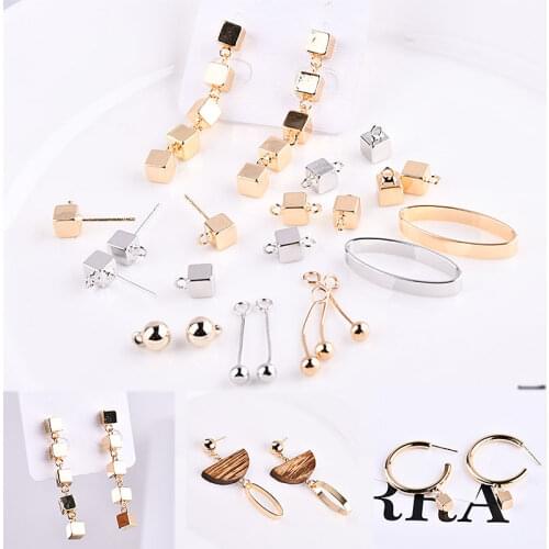 Square solid geometry pendant pendant DIY handmade ear jewelry ear clip earrings earrings material package accessories