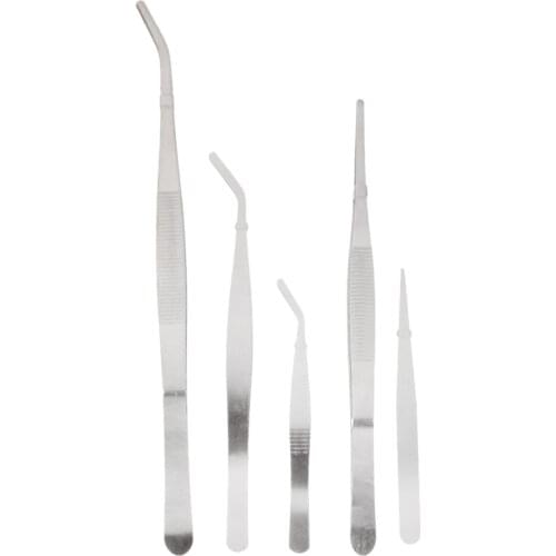 Mag Set of 5Pcs Stainless Steel Tweezers Anti Static Bonsai Terrariums Gardening Tool Fairy Garden Micro Landscape Kit