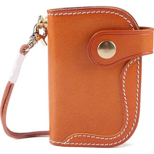Mens leather key bag Vegetable tanned hand-made retro waist key bag multi-functional home key bag