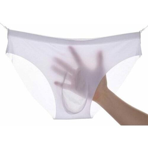 Mens Ice Silk Briefs 2020 New Summer Ultra-thin Seamless Convex Large Loose Male Underwear Panties 3d Underpants Shorts L- B3M1