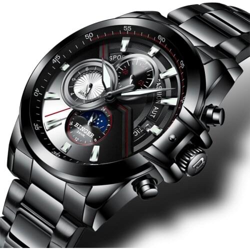New Luxury Brand Men Watches BINGER Watch Men Moon Phase Luminous Watches Male Waterproof Mechanical Wristwatches B1189-5