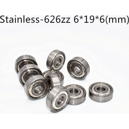 S626ZZ Bearing 6*19*6 mm ( 10PCS ) ABEC-5 Stainless Steel Ball Bearings metal sealed S626Z S626 Z ZZ