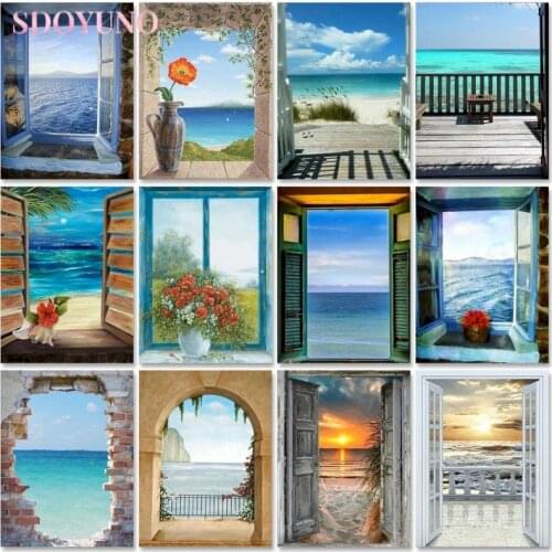 SDOYUNO Paint By Numbers For Adults DIY Pictures By Numbers Landscape Kits Drawing On Canvas Gift Hand Painted Digital Painting