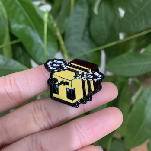 Pixel Inspired Bee Pin, Soft Enamel Pin, MC