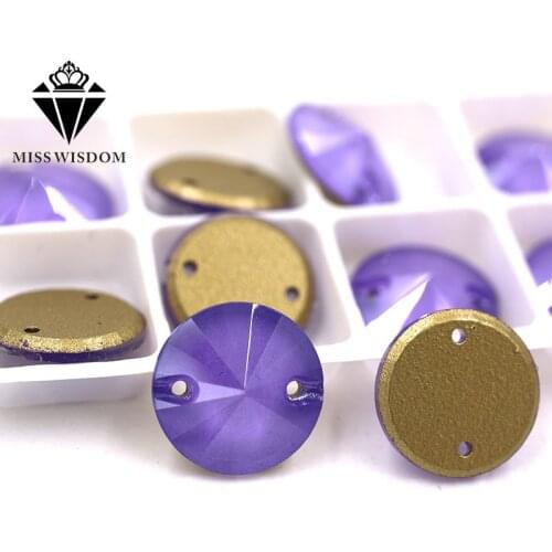 Flatback buckle glass sew on rhinestones double hole Round shape Purple Lotus Mocha crystal rhinestone diy clothing accessories