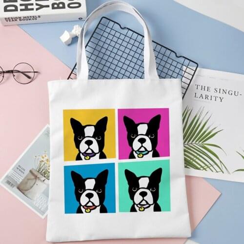 French Bulldog Sell Well Handbags Tote Shoulder Shopping Bag Vintage Harajuku Kawaii Art Aesthetic Cartoon Teacher Handbag