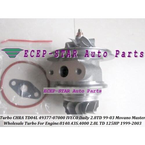 Turbo Cartridge CHRA TD04L 49377-07000 454126 751578 53039700075 53039700034 Turbocharger For IVECO Daily 99- 8140.43S.4000 2.8L