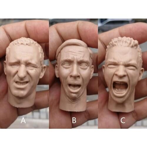 In stock 1/6 Roar Surprise Pain Exaggerated Expression Mans Head White Die Head Sculpture World War II Military Theme