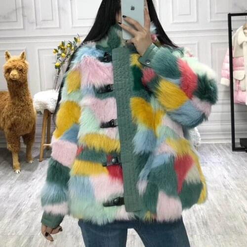 Natural wool Tuscan real sheep fur coat winter womens jacket colorful short clothes new fashion thick warm female outerwear