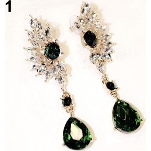 Women Wing Shape Rhinestone Long Dangle Studs Drop Earrings Jewelry Charm new boucle oreille poisson Christmas gifts cactus