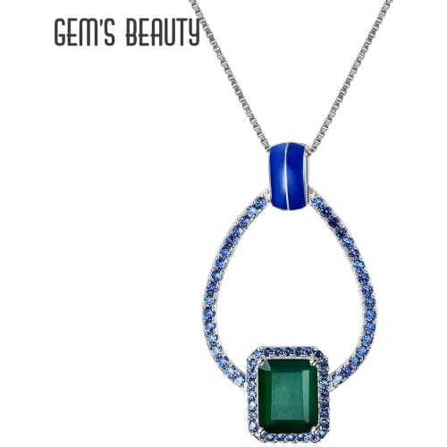 Gems Beauty Pendant Necklace For Women Natural Gemstone Green Agate Party Fashion Jewelry Gift Femme Accessories Fine Jewelry