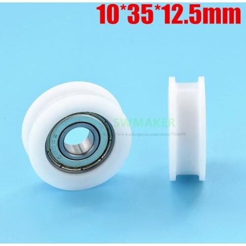 1pcs 10*35*12.5mm H grooved POM flute type 6000 bearing wheel wrapped Pom polyformaldehyde wheel pulley nylon