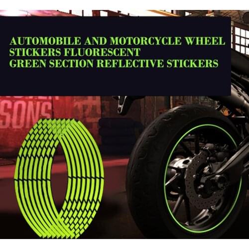 1 Piece 10 Inches Fluorescent Green Automobile And Motorcycle Wheel PVC Section Reflective Stickers For Tyres