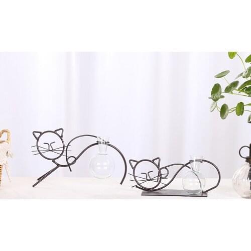1PC Home Decor Glass Vase Home Decor ZAKAKA Cute Cat Micro-landscape Hydroponic Bottle Office Decor Hydroponic Vase JL 283