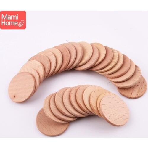 10PC 37mm Beech Wooden Teether Wooden Blank Baby Toy Unfinished Beech Coins Circles Pendant Chew Slices Beads Diy Wood Toys