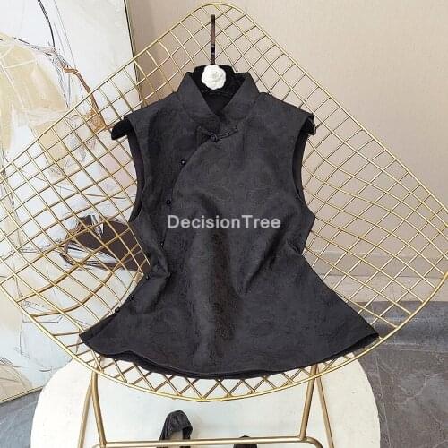 2021 traditional chinese ethnic style vests vacation casual coat embroidery sleeveless vintage outwear ladies chinese hanfu vest