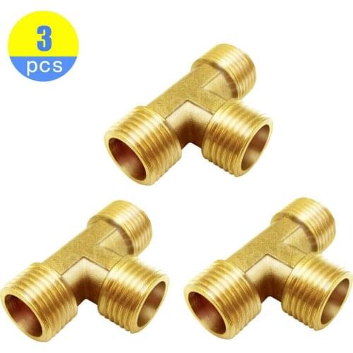 3PCS 1/2" male threaded forged brass tee pipe coupling T-type connector coupler